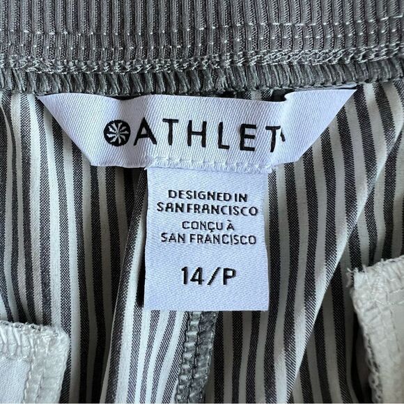 Athleta Brooklyn Textured Ankle Pant City Stripe Black/Sea Grey Size 14P - Picture 8 of 16